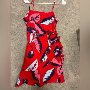 Express Red Dress with Leaf Design